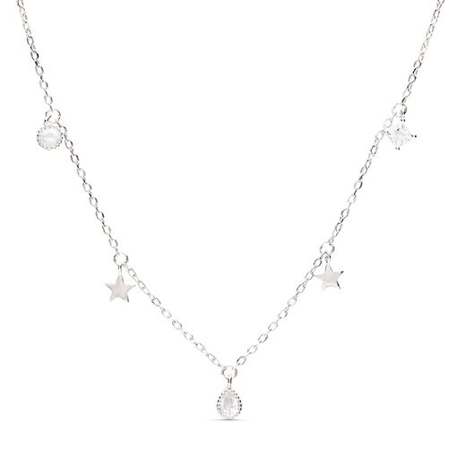 Collar Luxenter Estrella De Plata De Ley 925 Y Circonita Brillante Con Acabado En Baño De Rodio 4825