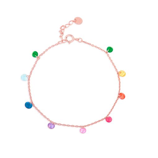 Pulsera Luxenter Rolcon De Plata De Ley 925 Y Circonita Multicolor Con Acabado En Baño Oro Rosa De 18 Quilates