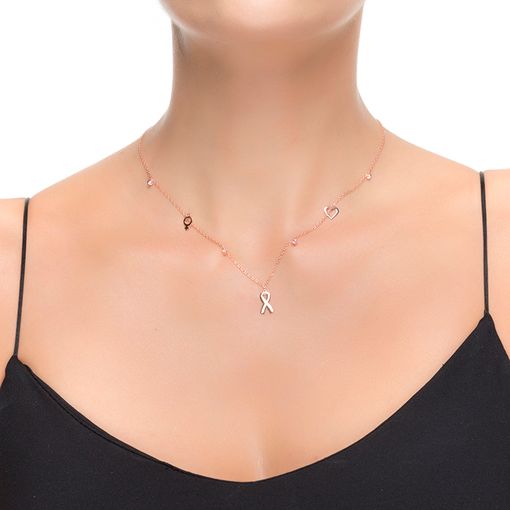Collar Luxenter Lazo De Plata De Ley 925 Y Circonita Turmalina Rosa Con Acabado En Baño De Rodio