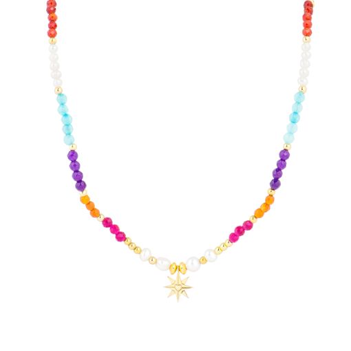 Collar Luxenter Shasha De Plata De Ley 925 Y Cristal Multicolor Con Acabado En Baño De Oro 6275