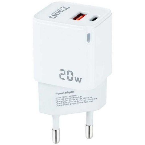 Leotec Cargador 20W 1xUSB-C PD + 1x USB-A Blanco