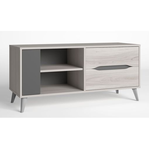 Mueble De Tv Salón Comedor Rustik Modular Estilo Moderno Color Naturale Y  Pizarra 258x186x42 Cm con Ofertas en Carrefour