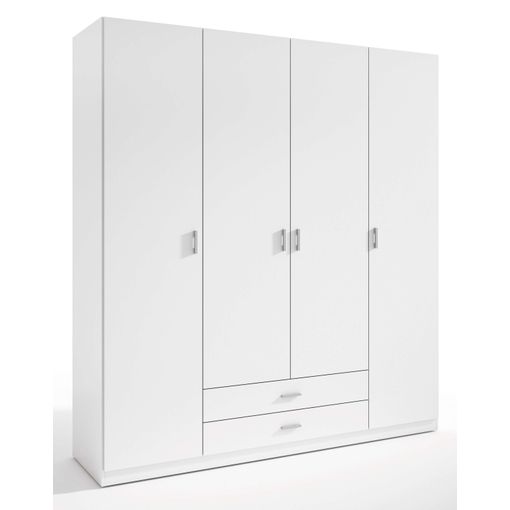 Armario Ropero Grande Roma 4 Puertas 2 Cajones Color Blanco Mate Habitación  Dormitorio 216x198x53 Cm con Ofertas en Carrefour