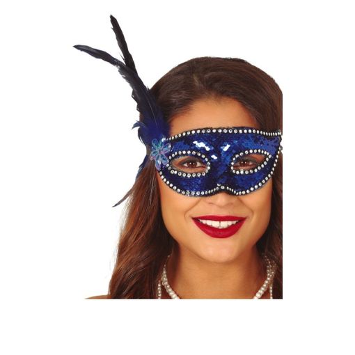Máscara Veneciana Azul Lentejuelas con Ofertas en Carrefour