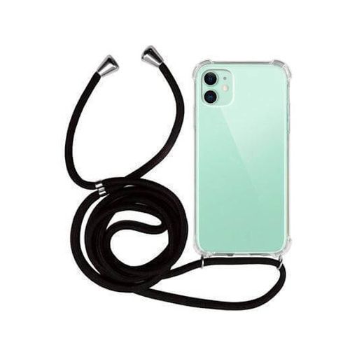 Funda silicona transparente iphone 11 TPU con cuerda Negro