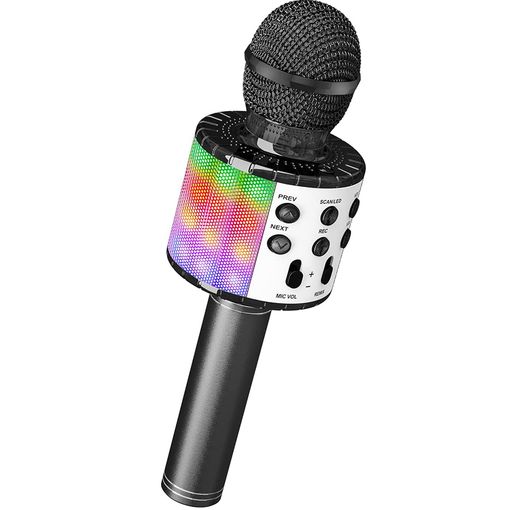 Micrófono De Karaoke Portátil Bluetooth Inalámbrico Para Móvil Con Altavoz  Potente Para Música Cantar Con Luz Led (color Negro) con Ofertas en  Carrefour