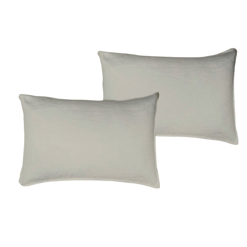 Set 2 Fundas De Almohada 50x75 De Lino Lavado Y Algodon Azul. con Ofertas  en Carrefour