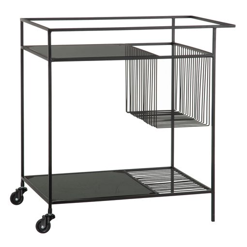 Carrito Bar Cart Con Ruedas De Hierro Y Cristal Fumé Negro. con Ofertas en  Carrefour