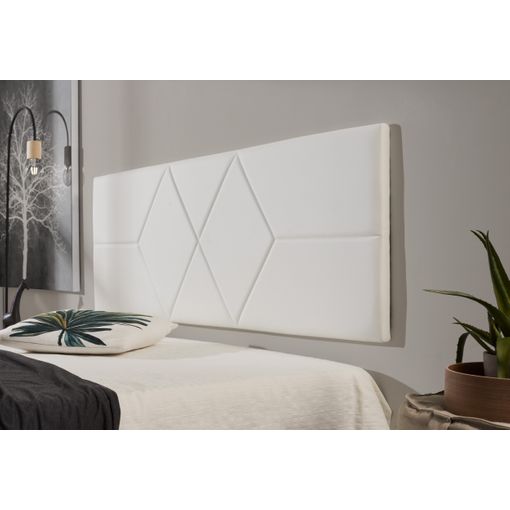 Cabecero De Cama 120 Dos Rombos Polipiel 152x57x5cm Blanco con