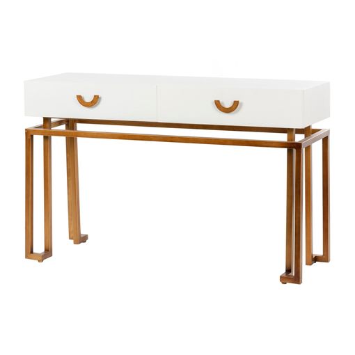 CONSOLA MADERA-METAL BLANCO-DORADO 120x35x81 CM