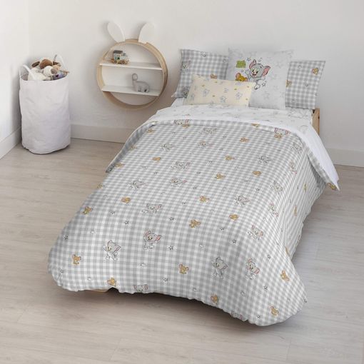 Funda Nórdica Con Botones 100% Algodón Tom Jerry Vichy / 140x200 Cm