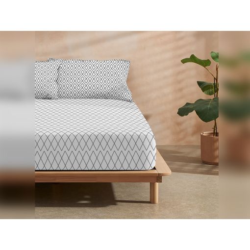 Sábana Bajera Ajustable Lisa Gris Cama 160 Cm - 160x190/200 Cm, 100%  Algodón. con Ofertas en Carrefour