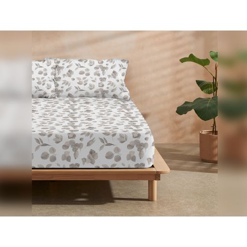 Sábana bajera ajustable lisa Celeste cama 150 cm - 150x190/200 cm, 100%  algodón.