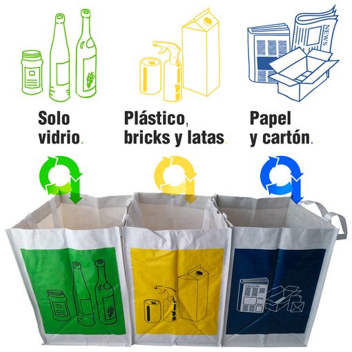 Bolsas Reciclaje Basura Colores Residuos Reutilizables Set 3 Vidrio  Plástico Papel Azul Amarillo Verde Hogar Cocina Jardín - AliExpress