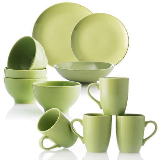 Vajilla 26 Piezas (18 Platos, 4 Boles Y 4 Tazas) De Loza Benetton Verde con  Ofertas en Carrefour