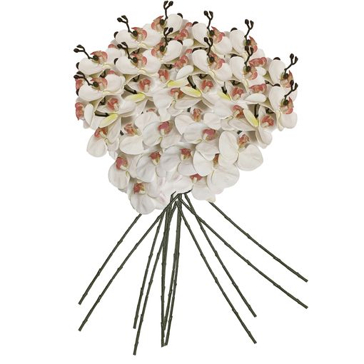 Pack De 12 Ramos De Orquideas Wellhome Tacto Natural 96cm Blanco