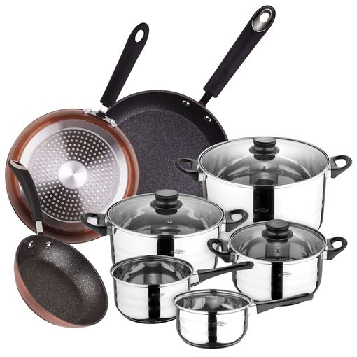 Set Juego Ollas Cocina X 6 Piezas Acero Inoxidable Premium