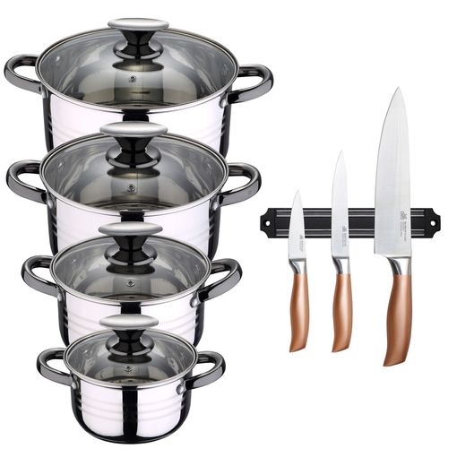 BATERIA DE COCINA 5 PIEZAS SAN IGNACIO DE ACERO INOXIDABLE CON JUEGO D –  VicHome