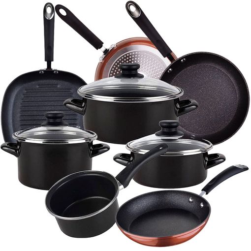 Batería Cocina Inducción 10 Piezas, Antiadherente Mármol Sin Pfoa,  Aluminio, Cazuelas Tapas Negro Berlinger Haus Black Rose con Ofertas en  Carrefour