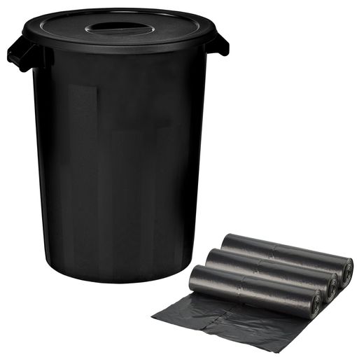 Cubo de basura 40 litros en 3 compartimentos color negro 20 x 12 x 12 cm