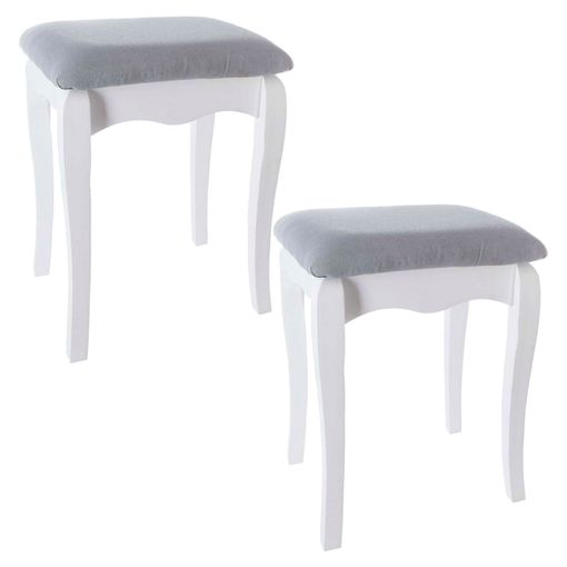 ECD Germany Taburete de Tocador 40 x 43 x 29,5 cm Blanco Asiento