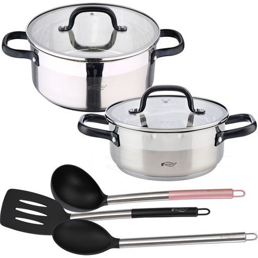 Set Cacerolas 20x8.5 Y 24x10.5 Cm Con Tapa, Acero Inoxidable, Aptas Para  Inducción, Con Juego 3 Utensilios De Cocina Nylon San Ignacio Vita con  Ofertas en Carrefour