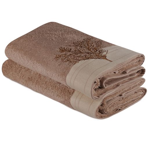Juego de toallas de baño (2 piezas) marrón claro - Well-Home