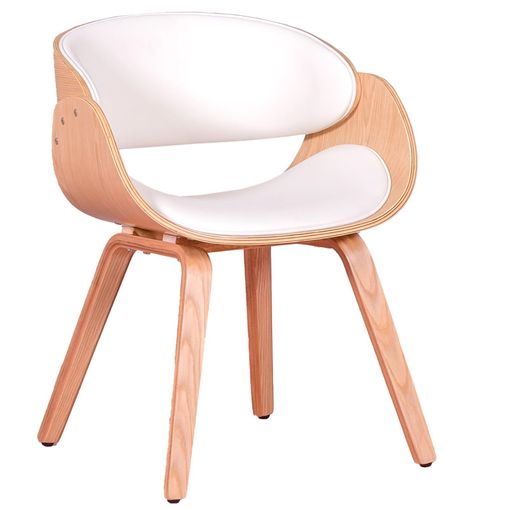 Silla Nórdica De Madera Clara De Arce Con Cojín De Polipiel 58x49x76cm -  Blanco con Ofertas en Carrefour