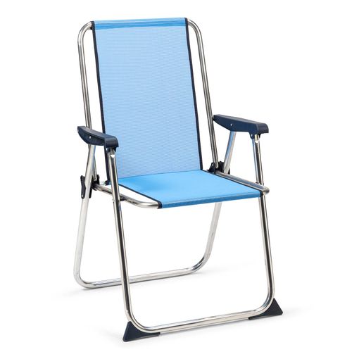 Silla De Playa Plegable Solenny Con Respaldo Alto 55x53x89 Cm Color Azul  con Ofertas en Carrefour