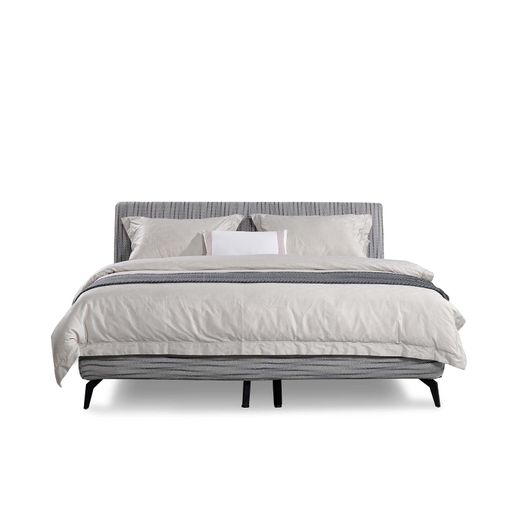 Cama Tapizada 180x200 Cm Breda Pärumm Con Cabecero Líneas Blancas Y Negras Con Patas De Metal con Ofertas en Carrefour | Ofertas Carrefour Online