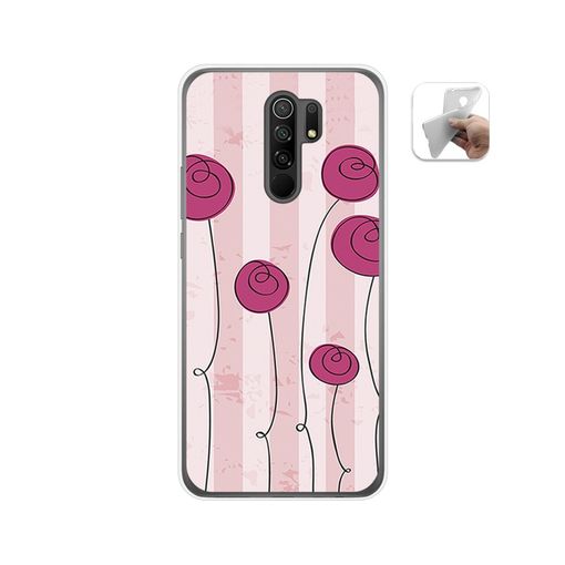 Funda Silicona Gel Goma Flores Carcasa para Xiaomi Redmi 9 Prime