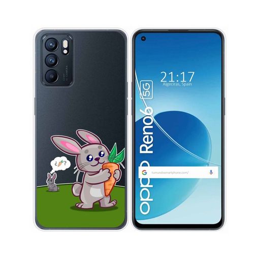 Funda Silicona Transparente Oppo Reno 6 5g Diseño Conejo con