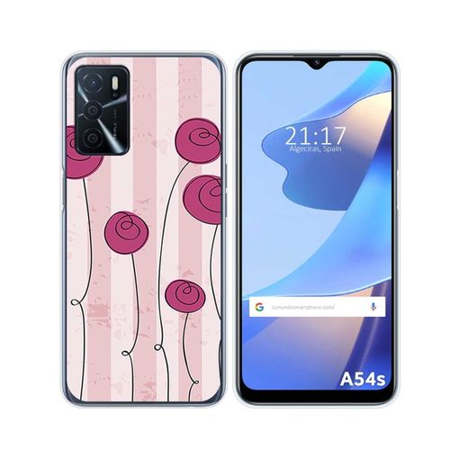 Oppo A54s Funda Gel Tpu Silicona transparente dibujo Flores 01