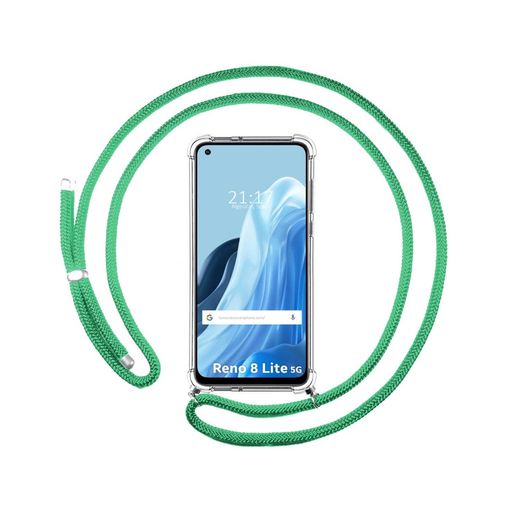 Oppo Reno 8 Lite 5G Funda Colgante transparente con cordón color Verde  Agua