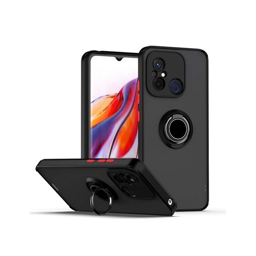 Funda Mate Con Borde Negro Y Anillo Giratorio 360 Para Xiaomi