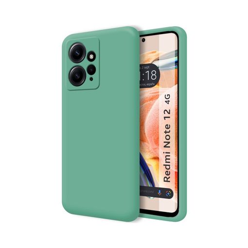 Compatible con Redmi Note 12 4G Funda con anillo de soporte verde, Xiaomi  Redmi Note 12 4G Funda de teléfono de silicona líquida con forro de