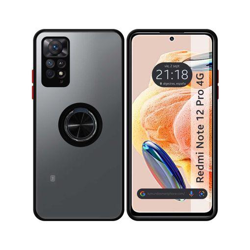 Xiaomi Redmi Note 12 Pro 5G Funda Mate borde color Negro y anillo para Xiaomi  Redmi Note 12 Pro 5G