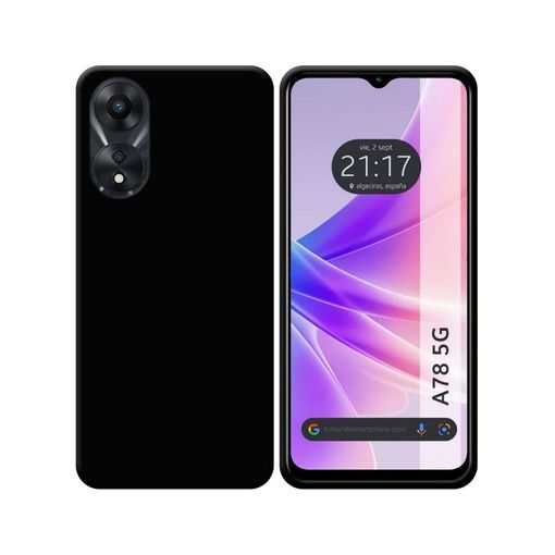 Funda para Oppo A78 4G (6.43 pulgadas), carcasa de silicona suave negra 1  pieza + 1 funda protectora de goma flexible transparente TPU para Oppo A78