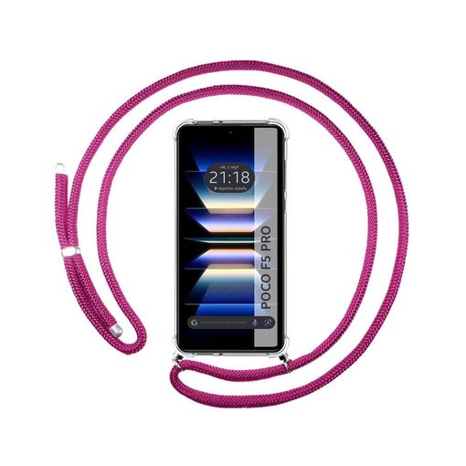 Xiaomi Poco F5 Pro 5G Funda Colgante transparente con cordón color Rosa  Fucsia