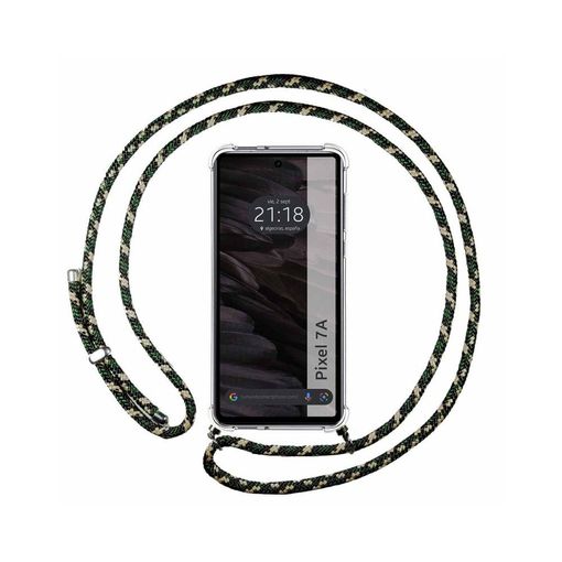 Google Pixel 7a 5G Funda Colgante transparente con cordón color Negro