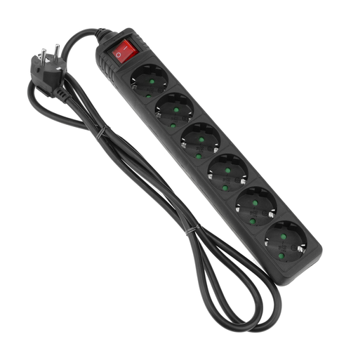 Regleta Eléctrica De 6 Enchufes Con Interruptor Y Cable De 1,5m Color Negro  con Ofertas en Carrefour