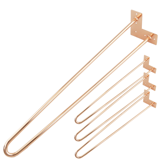 Pies para mesa y mueble Patas en acero 2 varillas 20 cm cobre 4-pack -  Cablematic