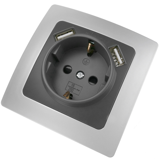 Bematik - Base De Enchufe Schuko Con Usb 2 X A Hembra 80x80mm