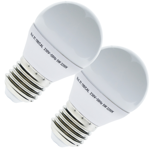 Bombilla LED bajo consumo de luz cálida con 230VAC 5 W E27 G45