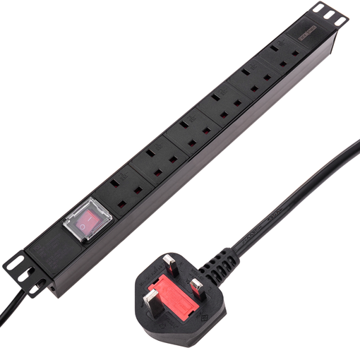 Aigostar Regleta Enchufes, Alargador Enchufe de 2 Enchufes con Interruptor,  Cable de 3 Metros, Negro