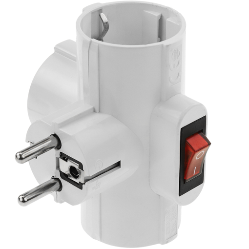 Multiplicador adaptador de clavija enchufe schuko triple blanco