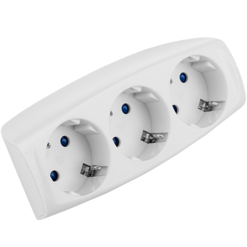 Multiplicador adaptador de clavija enchufe schuko doble blanco redondeado