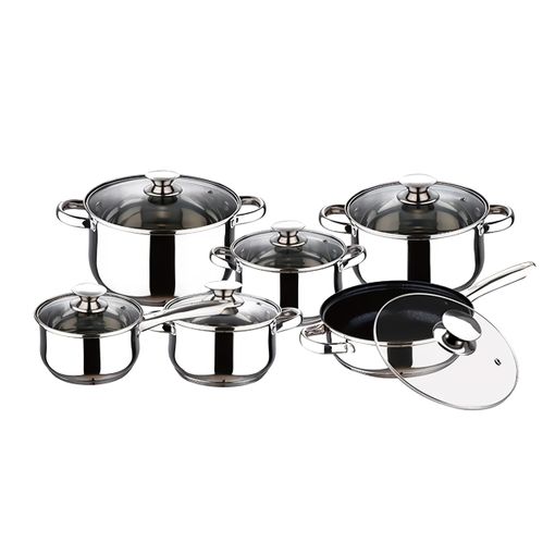 Juego De Ollas Y Cacerolas De Cocina Set De 12 Piezas De Acero Inoxidable