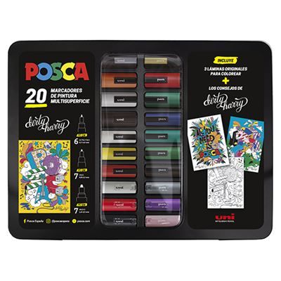 ROTULADOR POSCA PC-1MR PACK 12 COLORES CAJA MANIA