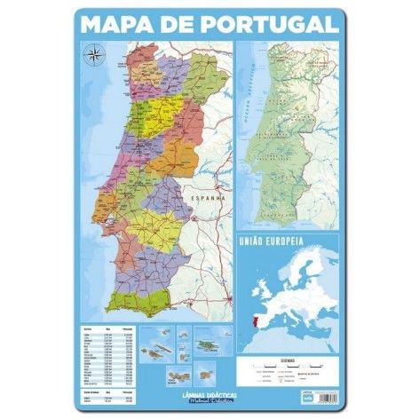 Mapa de Portugal - Físico  Mundo Escolar - Comércio de Material Didáctico,  Lda